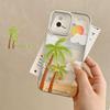 Summer Seaside Coconut Tree Suitable for Apple 16promax Mobile Phone Case 14 Electroplated IPhone 15 Protective Case