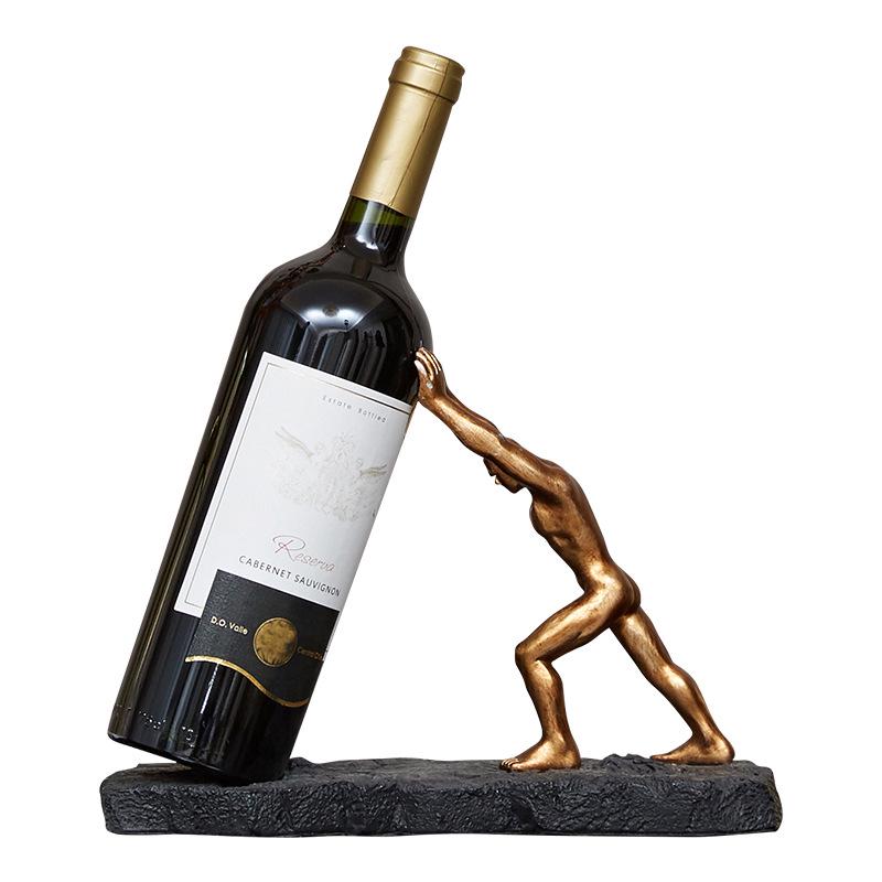 European Luxury Resin Wine Rack Ornament for Home & Study Decor