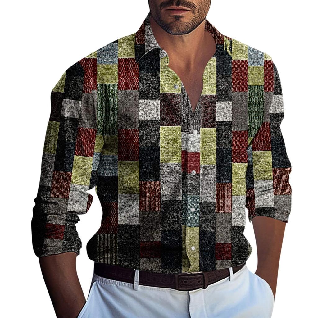 Мужская летняя новая свободная рубашка с длинным рукавом с принтом, кардиган, пляжная рубашка