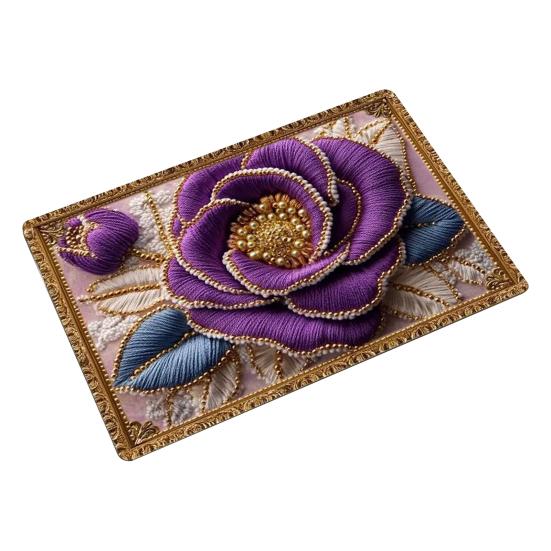 Коврик для пола Нескользящая резиновая основа Впитывающий Быстросохнущий Коврик для ванной комнаты Ретро стиль 3D цветочный узор Кухня Душ Прачечная Дверной коврик