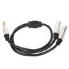 14 Inch Stereo Splitter Y Cable Dual Channel Aluminum Alloy 6.35mm Male Plug To Dual 6.35mm Female