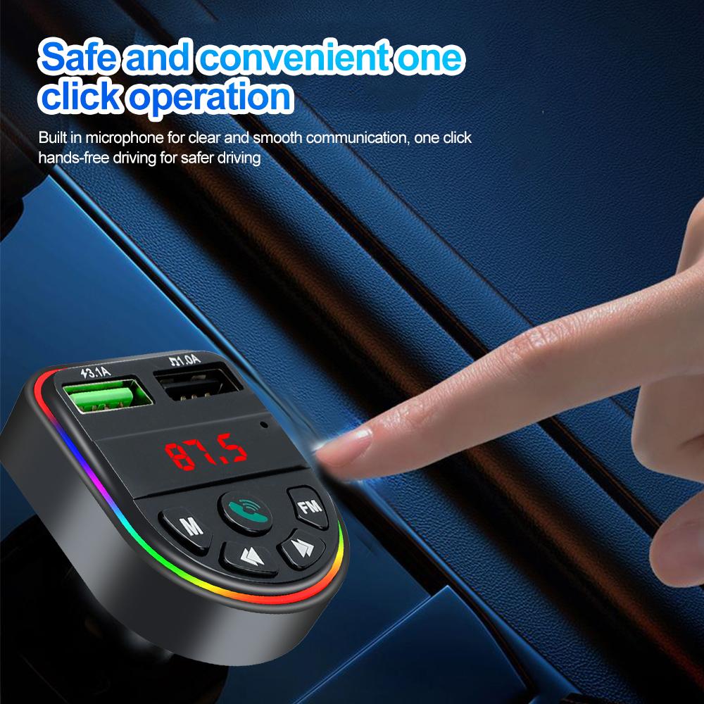 Bluetooth 5.3 Автомобильный FM-передатчик Handsfree беспроводной комплект с двумя USB-портами автомобильное зарядное устройство автомобильный радиоприемник Mp3-плеер адаптер с подсветкой