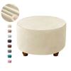 Velvet Round Ottoman Covers Elastic All-inclusive Footrest Covers Stretch Footstool Slipcovers Furniture Protector Living Room
