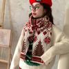 Red Christmas Tree Deer New Knitted Scarf Women Keep Warm Winter Atmosphere Holiday Gift Wool Scarf Men
