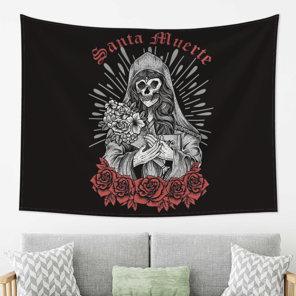 Santa Muerte Spanish Tapestry Decor Art Aesthetic Tapestries for Living Room Bedroom Home Wall Cloth Wall Hanging