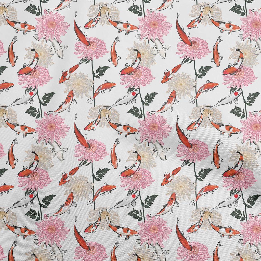 oneOone Хлопковая гибкая пыльно-фиолетовая ткань, азиатская японская рыба кои с цветочным шитьем, ткань от The Yard, принадлежности для шитья одежды своими руками, 40 дюймов