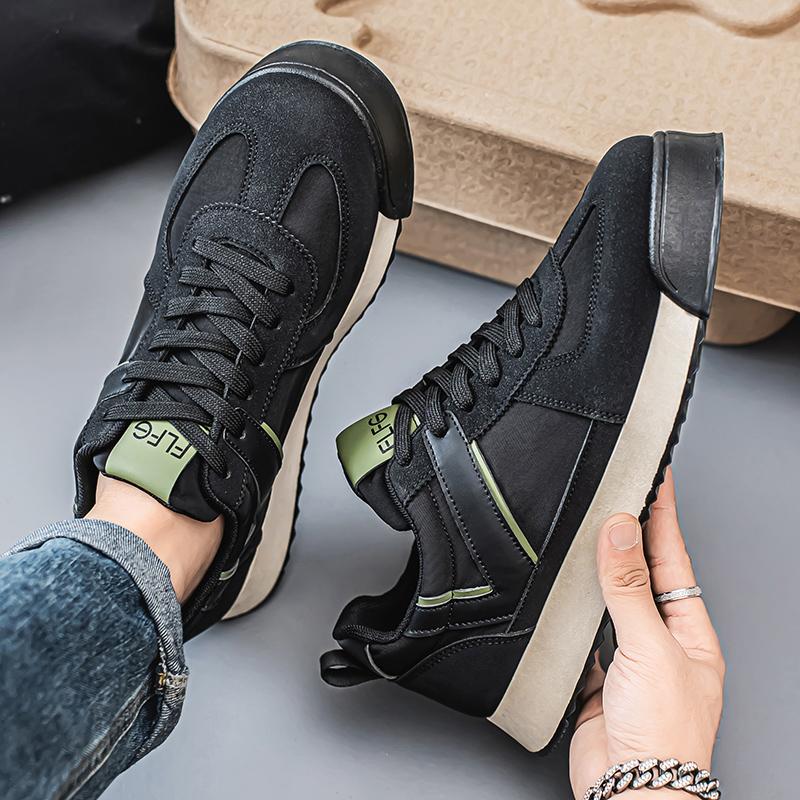 Casual Sports Shoes Men Increased Leather Casual Shoes Board Shoes High Quality Outdoor Chunky Sneakers British Style