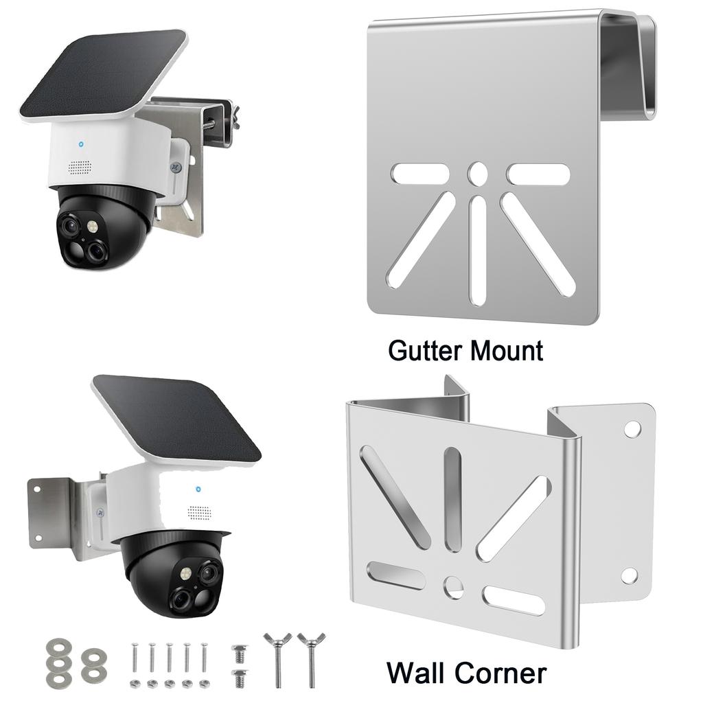Stainless Steel Gutter Mount Bracket for Solar Security Cameras and IP PTZ Dome Cameras