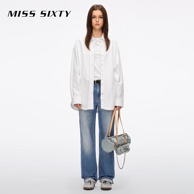 Miss Sixty Джинсовая рубашка с длинным рукавом из хлопка и льна