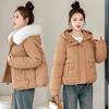 2025 New Winter Thickened Bread Jacket Padded Jacket with Large Fur Collar Hooded Short Cotton Jacket Slimming Loose Cotton Coat