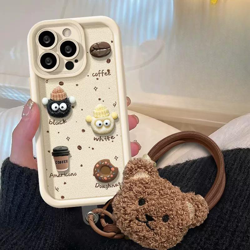 Подходит для чехла для мобильного телефона Apple 15 Iphone14/13 Кукла Кофе из брикетов 11/12 Силиконовая овечья кожа Xr Противоударный