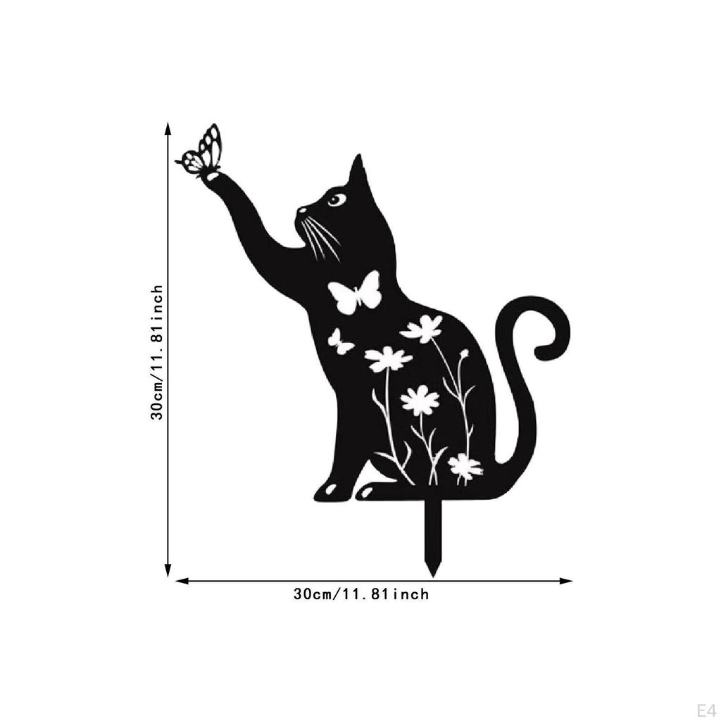 Cat Decorative Garden Stake Lawn Ornament Gift Outdoor Animal Decor Silhouette Yard for Festival