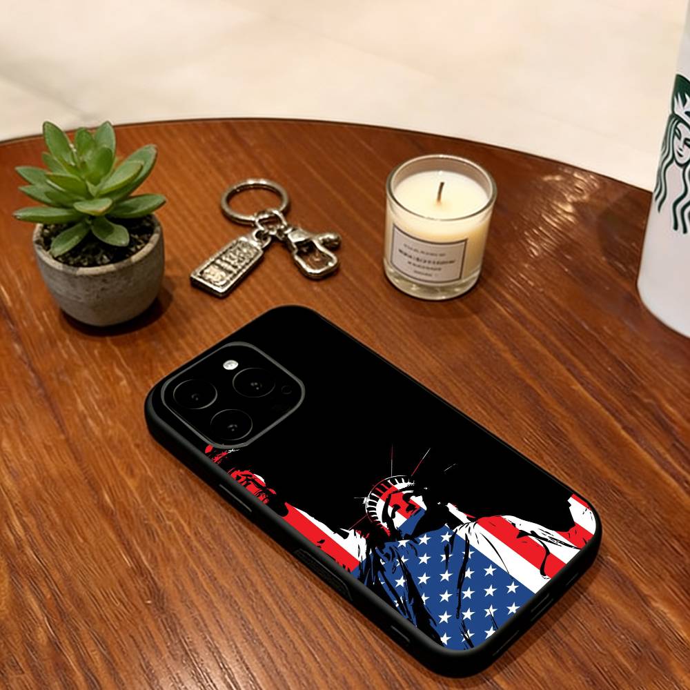 Художественный Американский Флаг Чехол Для Телефона Для iPhone 17, 16,15,14,13,12,11 Plus,Pro Max, Другие Мягкий Черный Чехол