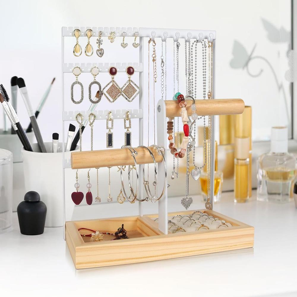 Подставка для украшений, Подставка для украшений, Подставка для серег, Подставка для цепочек с подставкой для хранения, Подставка для украшений из дерева и металла, Хранение украшений
