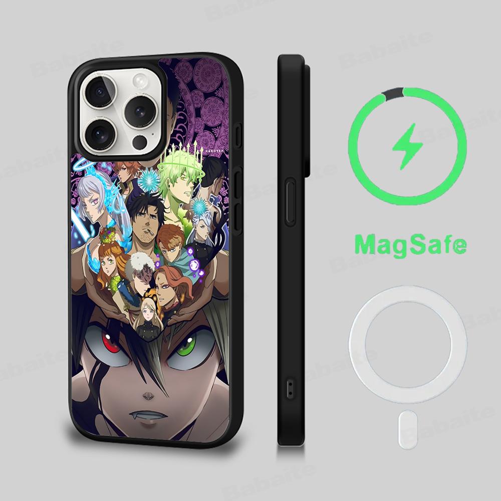Black Clover Phone Case Magnetic Case For IPhone 16 14 13 12 11 15 Pro Max Plus For Magsafe Wireless Charge Cover