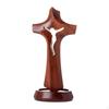 Cross Figure Christian Decoration Wooden Statue Table with Fine Details for Living