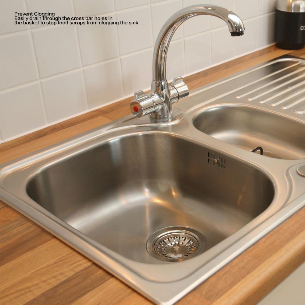 Stainless Steel Sink Strainer Basket Thickening Design Rubber Stopper Sink Strainer Silver Drain Strainer Restaurant