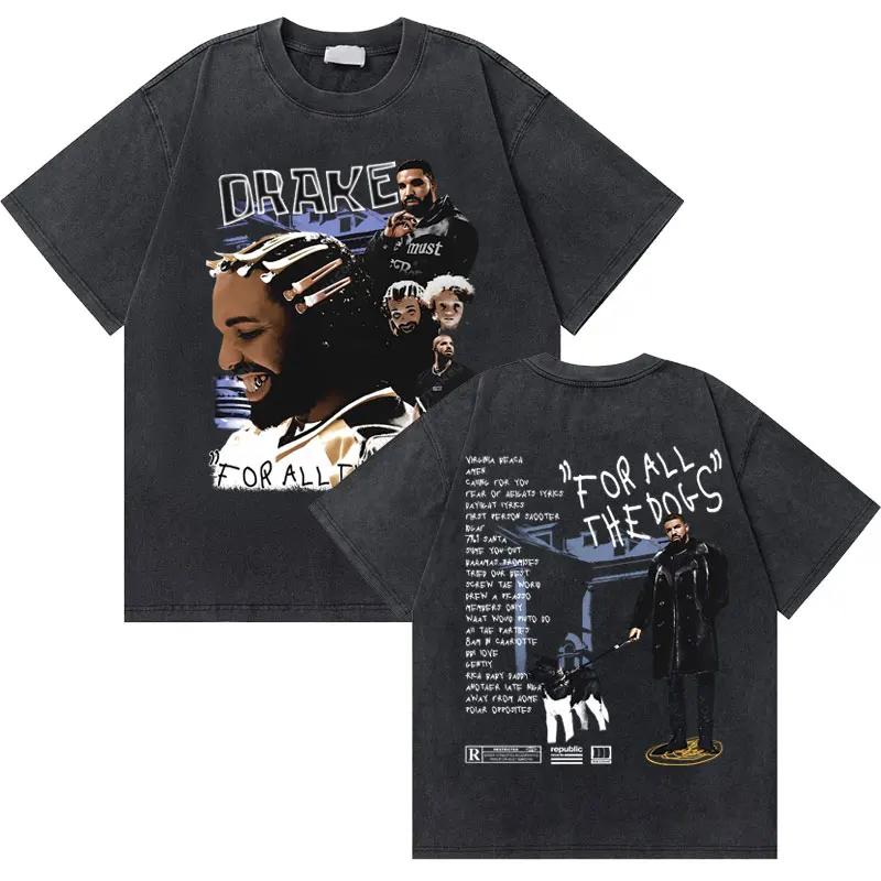 Washed Vintage Rapper Drake Take Care Album Graphic T Shirts Men Hip Hop Retro Tshirt Mens Fashion Casual Oversized Tee Shirt