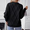 Women's Fashion Casual Loose Long Sleeve Round Neck Diamond Pullover Sweater