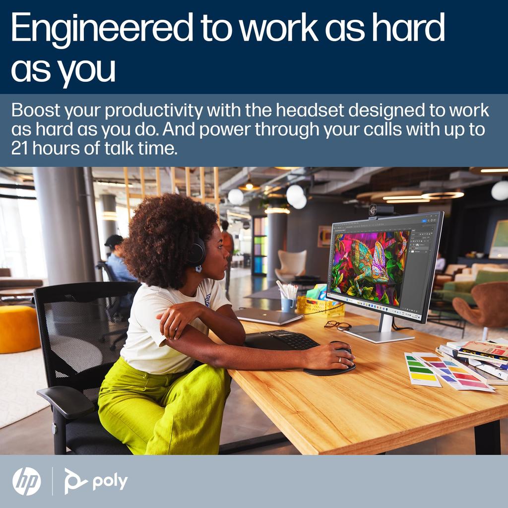 Беспроводная стереогарнитура Poly Voyager Surround 80 с функцией активного шумоподавления, длительные разговоры, ПК, Mac, смартфон, подключение по Bluetooth, поддержка Zoom