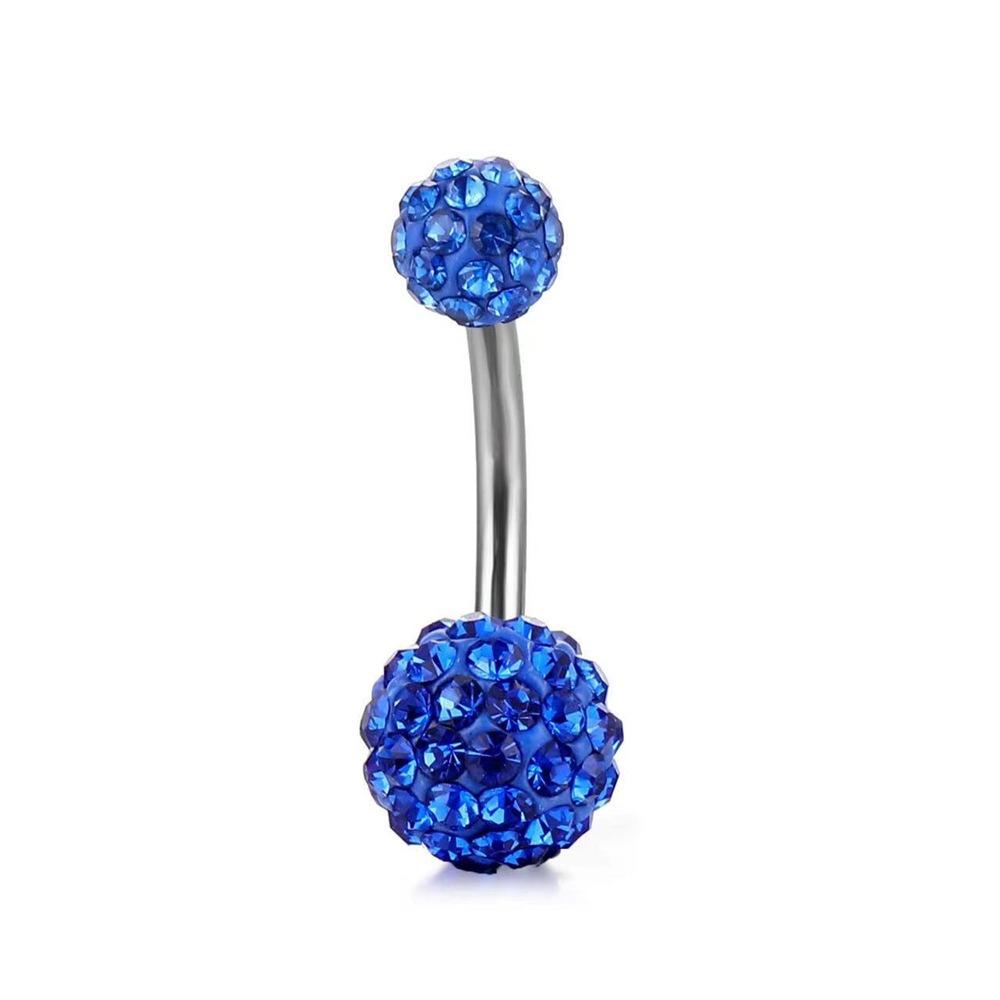 Zircon Crystal Ball Belly Button Rings Stainless Steel Shiny Body Jewelry  Accessories
