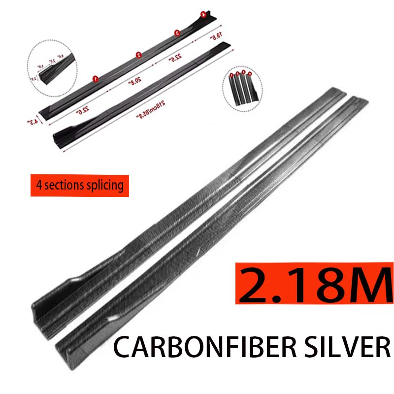 Universal Car Side Skirt 8 Pcs 2.2m Winglet Splitters Lip Side Spoiler For Peugeot 207 307 308 407 408 508 2008 3008 4008 5008