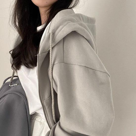 Осень-весна Женское пальто с капюшоном, завязками на шнурке, длинными рукавами, карманами, застежкой-молнией, эластичными манжетами, свободным низом, спортивная толстовка с капюшоном, повседневная куртка для повседневной носки