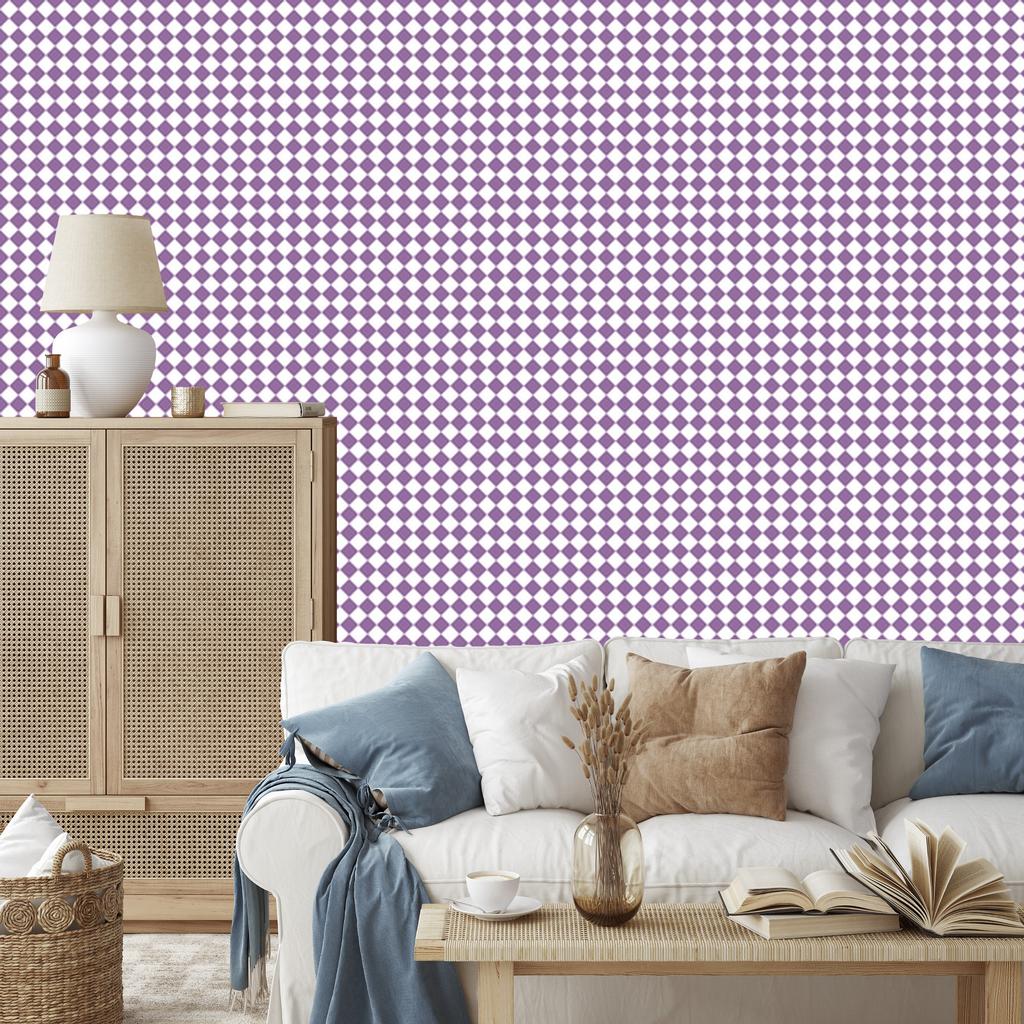 Geometric rhombus wallpaper purple and light gray 50x1000
