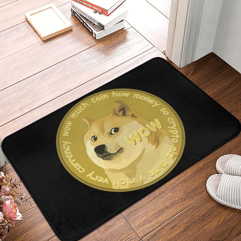 Криптовалюта Dogecoin Пол Дверь Кухня Ванная Коврики Противоскользящие Уличные Bitcoin Гик Придверный коврик Гараж Вход Ковер Коврик