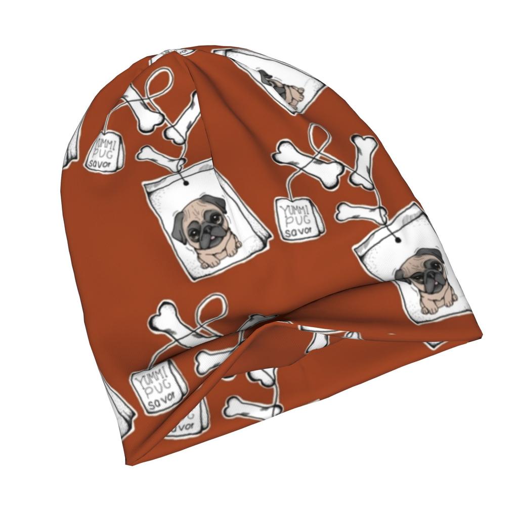 2D Flat Printing Cute Pug Tea Modern Adult Beanie Designed to with Laid-Back Street Style Or Elevate Easy Outfits with Understated Edge