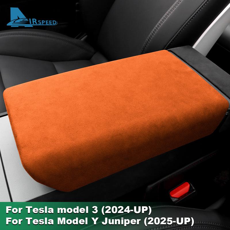 Italian Top Suede Armrest Box Protective ABS Cover Trim for Tesla Model Y Juniper 2025 2026 2027 Model 3 Highland 2024-UP