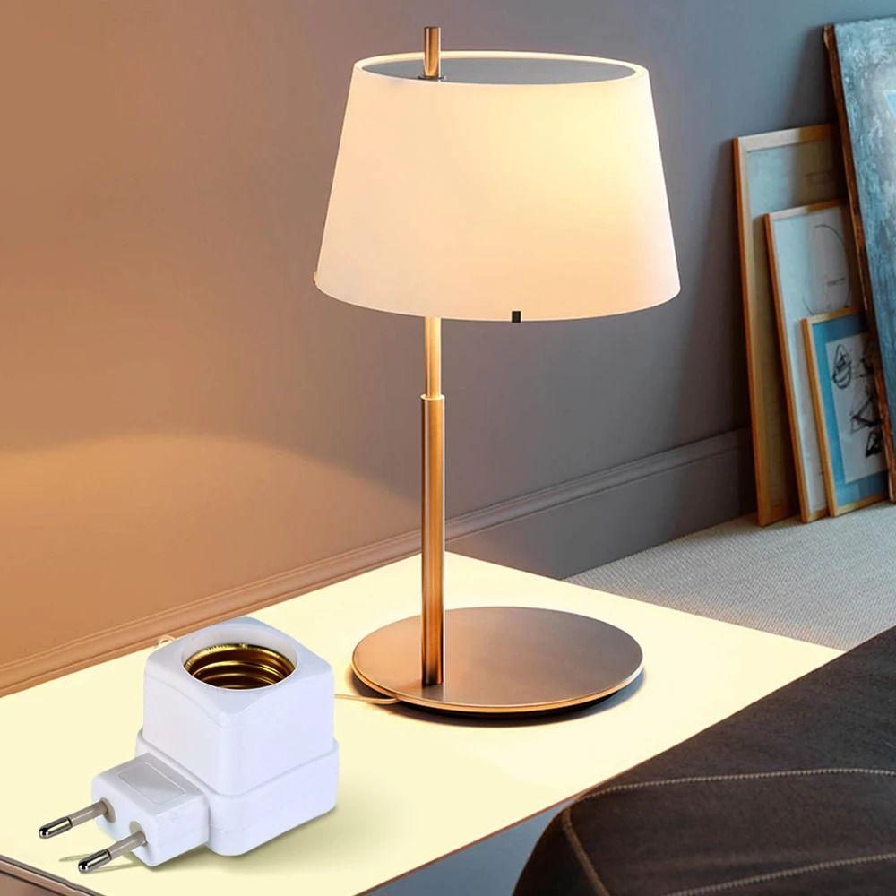 1/2Pcs Spiral Pattern Bulb Socket EU Plug Adapter E27 Thread Connector Durable Lamp Base