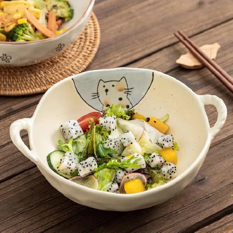 7,5-дюймовая японская домашняя миска для лапши, керамическая миска для супа с ручкой, миска для салата, пасты, кухонная посуда, микроволновая печь, посуда для выпечки