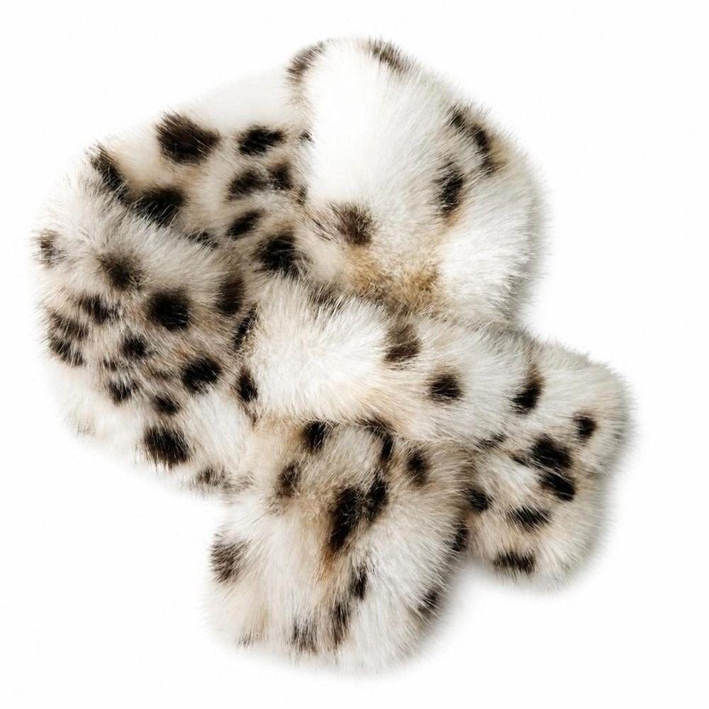 Leopard Print Plush Cap Scarf Set Fluffy Thicken Warm Fisherman Hat Outdoor Wear