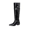 Black Brown Women Thigh High Boots High Block Heels Small Big Size 32 48