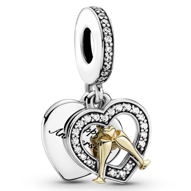 Новинка, подвеска из стерлингового серебра 925 пробы, от руки, мама, сердце и крылья ангела, подвеска в виде генеалогического дерева, бусина, подходит для модного браслета, ювелирные изделия своими руками