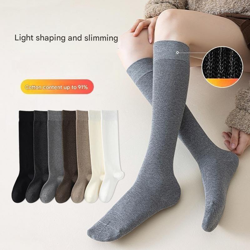 Knee High Socks for Women Soft Combed Cotton Long Socks Ladies Girls Knee Length Knee Socks