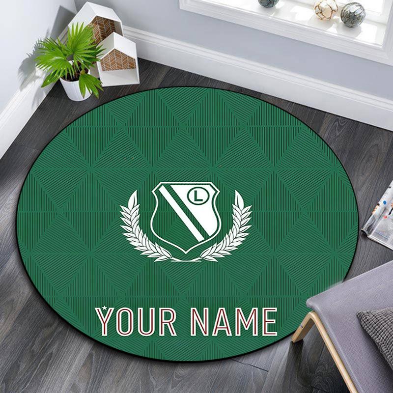 Custom Name Legia Warsaw Round Area Rug,Carpet Rug for Living Room Bedroom Sofa Playroom Decor,Non-slip Floor Mat