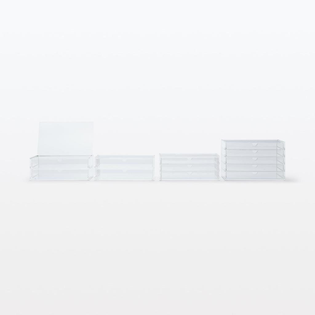 MUJI Stackable Acrylic Horizontal x D17 x Clothing Storage Storage Box Case, 5-Tier, Approx. W25.5 H16cm, 15915491, Transparent, Case,