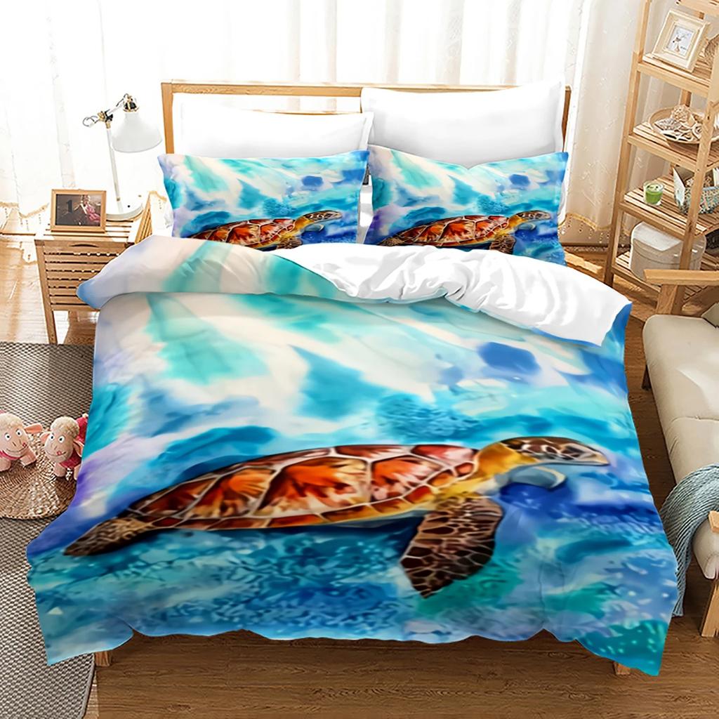 Ocean Duvet Covers Blue Sea Turtle Comforter Cover Set Nautical Bedding Set For Kids Boys Girls Sea Dreamcatcher Animal Bedroom