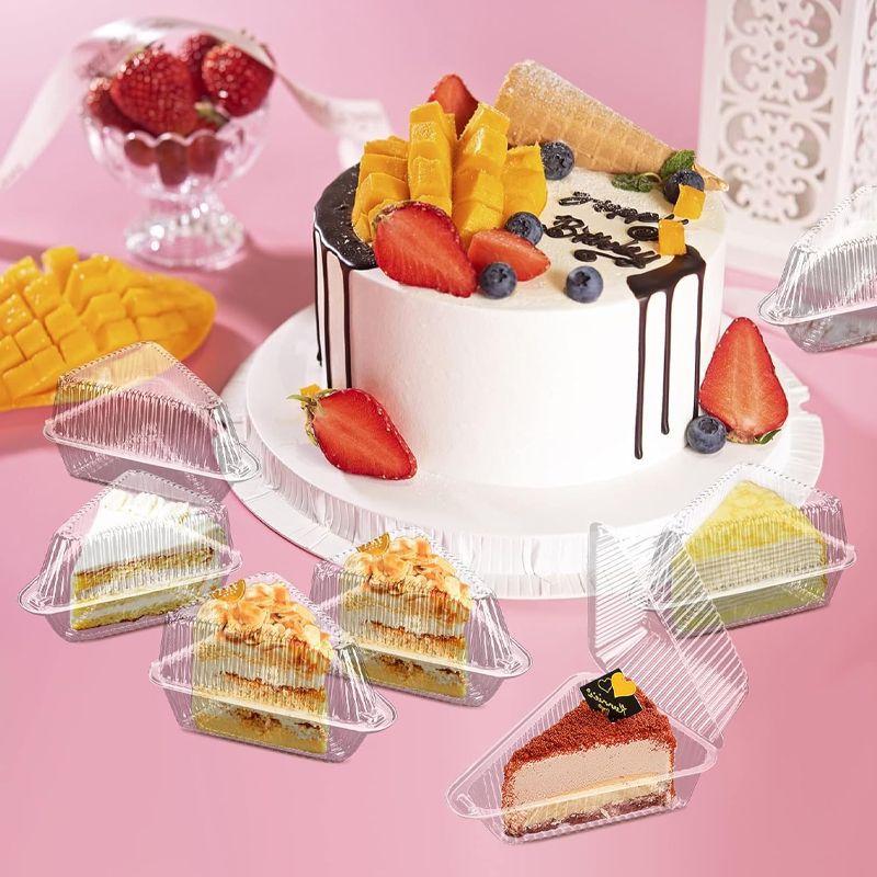 50/100 шт. Контейнер для кусочка торта Прозрачная треугольная коробка для десерта Многоразовая коробка для упаковки пищевых продуктов Штабелируемый держатель для сэндвичей Для фруктового торта