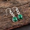 Natural Malachite Gemstone 925 Sterling Silver Jewelry Handmade Earrings 1.60" EE-12-33