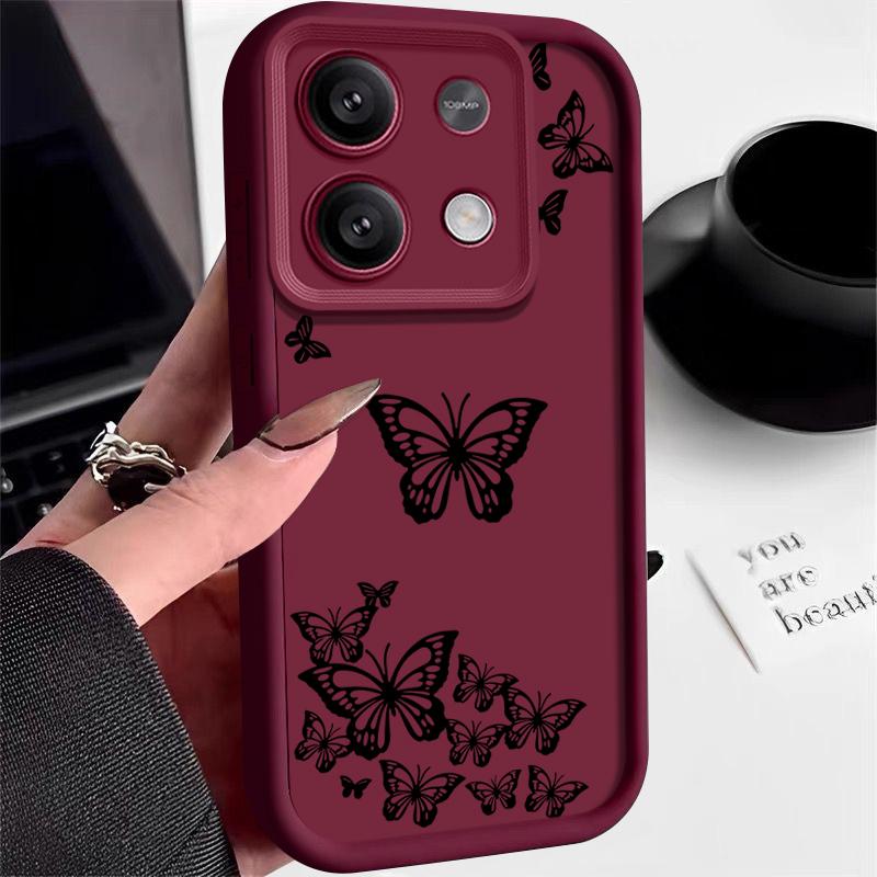 Fashion Butterfly Phone Shell For Xiaomi 13T 11T Pro Poco F6 Pro X6 M6 X5 Pro Redmi Note 13 12 11 10 Pro Max Shockproof Soft Matte Silicone Case Cover