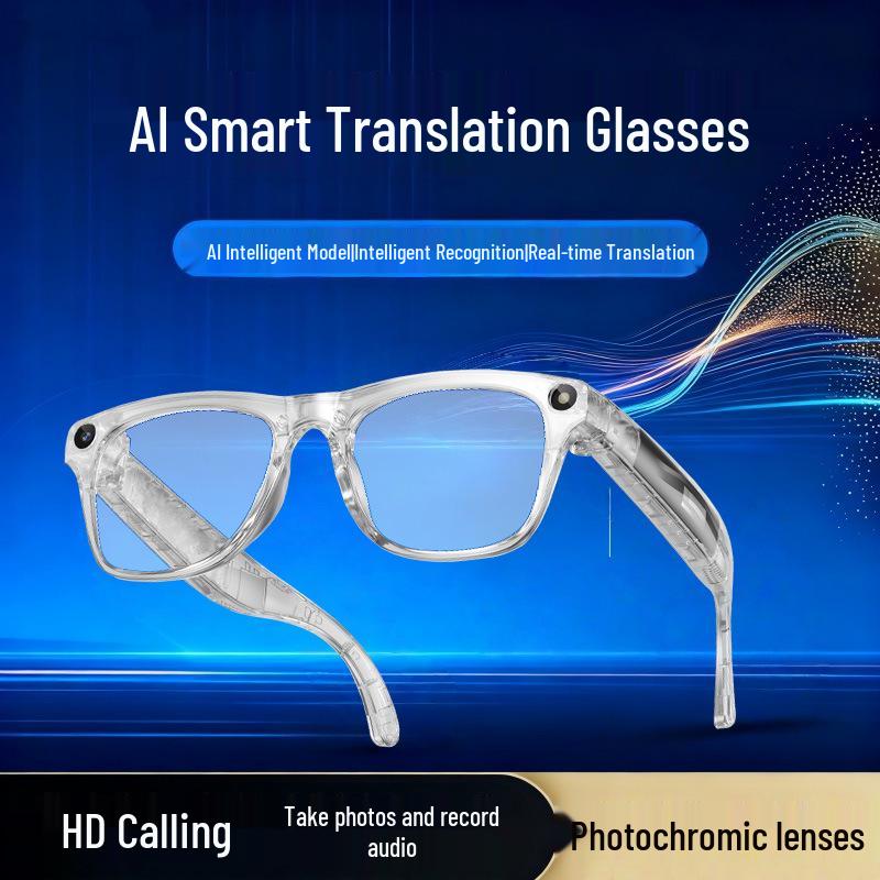 AI Smart Glasses with Photochromic Lenses - Multifunctional: Music, Call, Translation, and Photo Recording (Model M65)