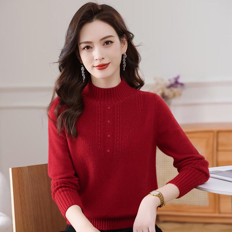 Women's Elegant Mock Neck Pullover Sweater