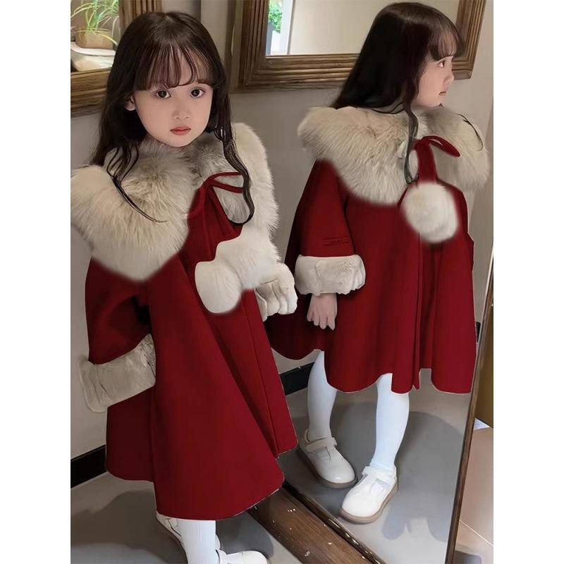 Girl's 3-12Y Coat Autumn and Winter Coat New Coat Children's New Year Clothes Children's Padded Red Clothes