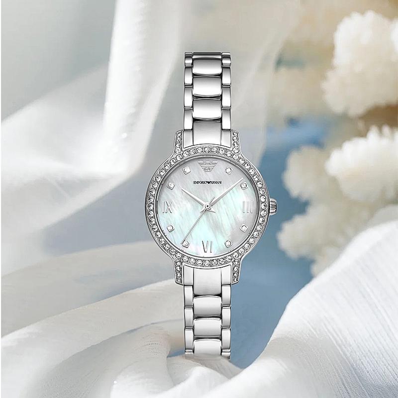 Emporio Armani Коллекция Gypsophila Наручные часы Кварцевый механизм Циферблат цвета перламутра Женские часы AR11484