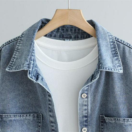 Женская джинсовая рубашка в стиле ретро 2025: Универсальный, Приталенный, С длинным рукавом, Идеально подходит для многослойности весной и осенью.