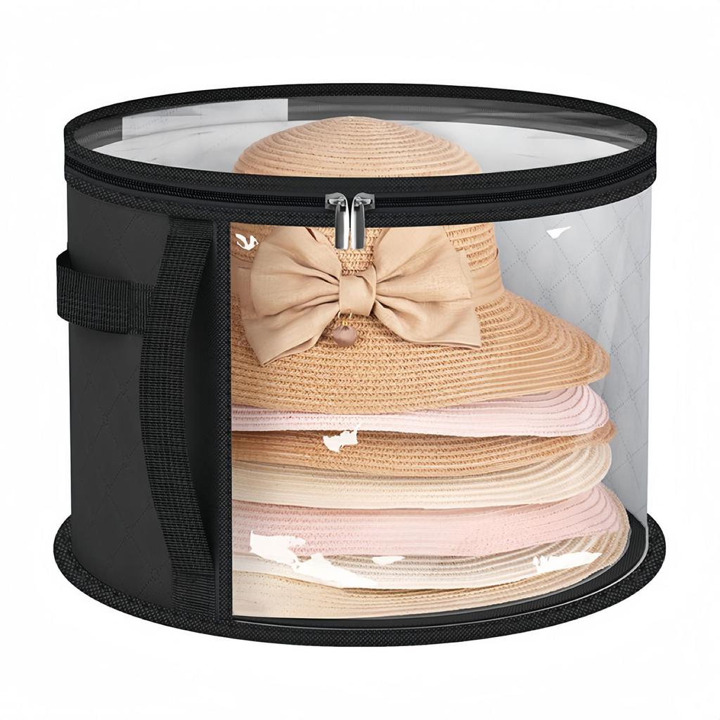 Hat Storage Bag for Efficient Organization Convenient Foldable Round Brim Caps Organizer with Handle and Clear Window