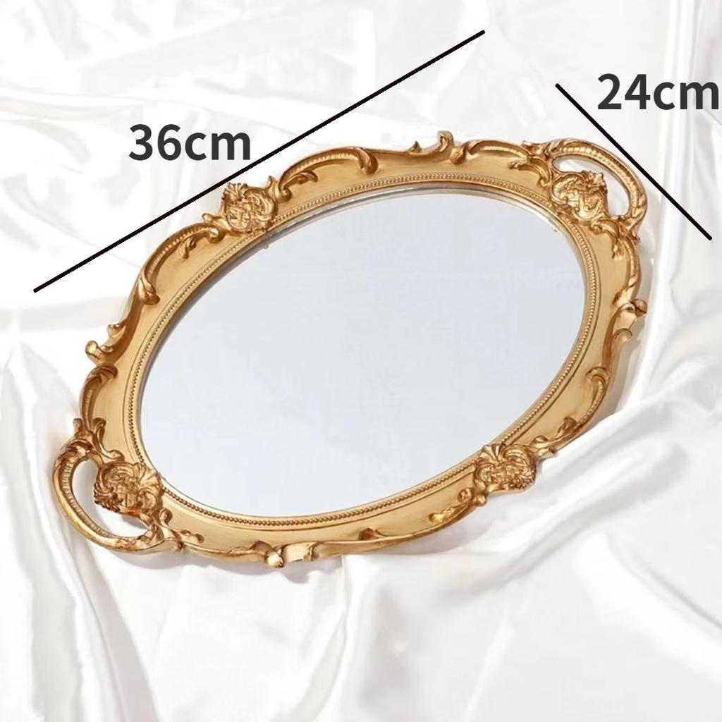 Французская декоративная тарелка, пластиковый поднос для хранения, овальная тарелка, зеркало для показа ювелирных изделий, реквизит для позирования, поднос для десертов, декор, зеркало для макияжа